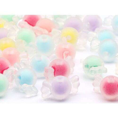 20-60pcs/Lot 17x9mm Frosted Colorful Candy Loose Acrylic Spacer Beads For DIY Jewelry Making Charm Bracelet Accessories