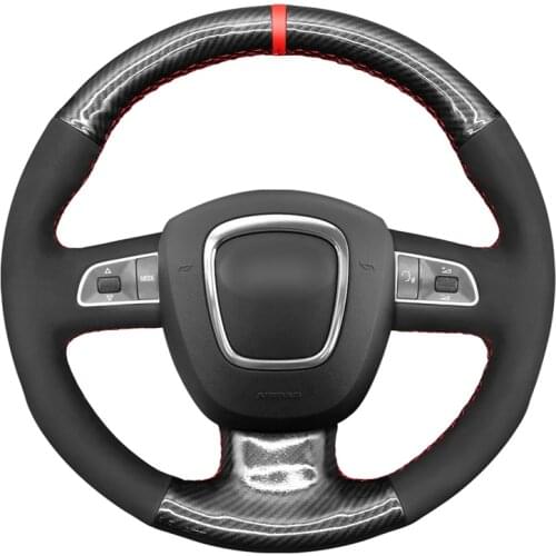 Black Carbon Fiber Suede DIY Car Steering Wheel Cover for Audi A4 S4 2005-2012 A6 S6 A8 2006-2011 S8 2007 Seat Exeo 2009-2012