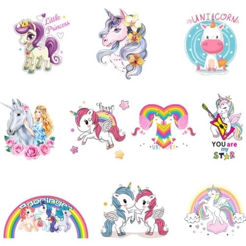 Child Unicorn Patches Iron On Patches For Clothing Cartoon Patch Heat Transfer Patches Thermal Sticker Cute Iron On Transfer