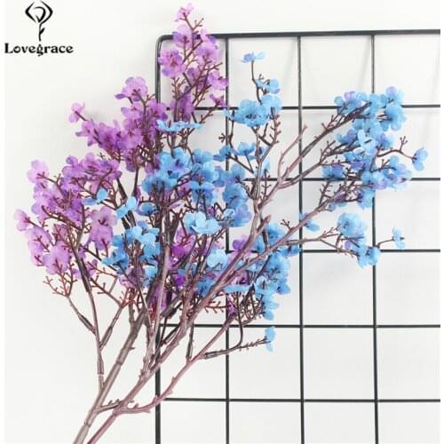 Purple Babys Breath Flowers Artificial Flowers Cherry Blossoms Gypsophila Fake Plants DIY Wedding Bouquet Vases for Home Decor