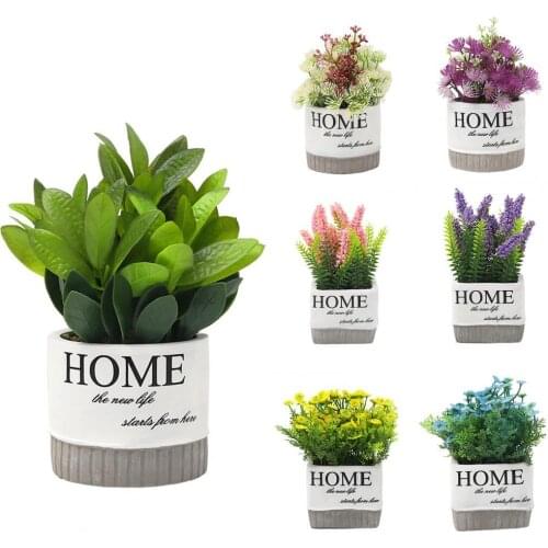 Simulation Potted Plant Realistic Home Decoration Plastic Desktop Artificial Bonsai with Basin for Office