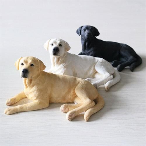 JJM Labrador Retriever Loyal Dog Pet Figure Animal Car Decoration Model Toy PVC Model Educational for Children Adults Kids Gift
