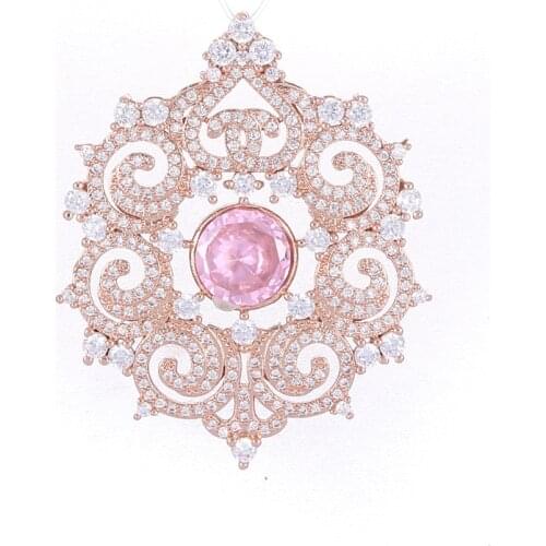 Juya Micro Pave Zircon Floating Crystals Flower Pendants For Women Luxury Natural Bead Pearl Necklace Making Acessories Supplies