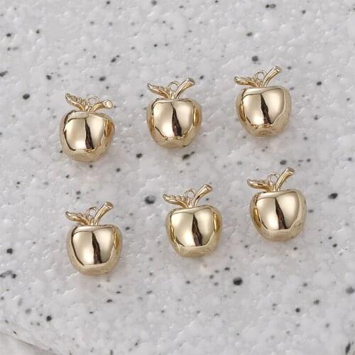 Min order 30pcs/lot 8*10mm cartoon Apples shape copper floating locket charms diy jewelry earring/necklace pendant accessory