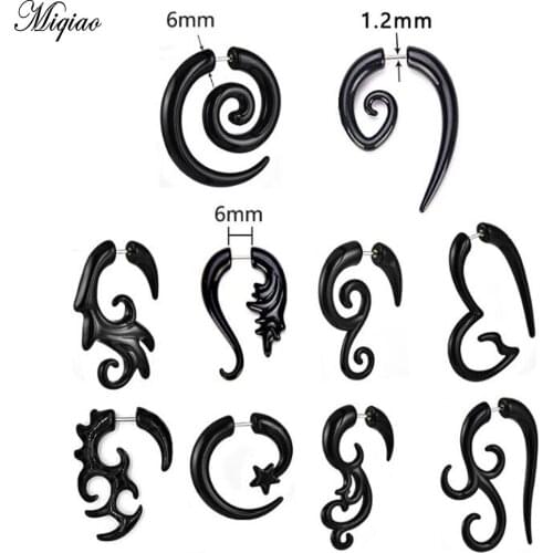 Miqiao 2 Pcs Body Piercing Jewelry Retro Shaped Black Earrings Acrylic