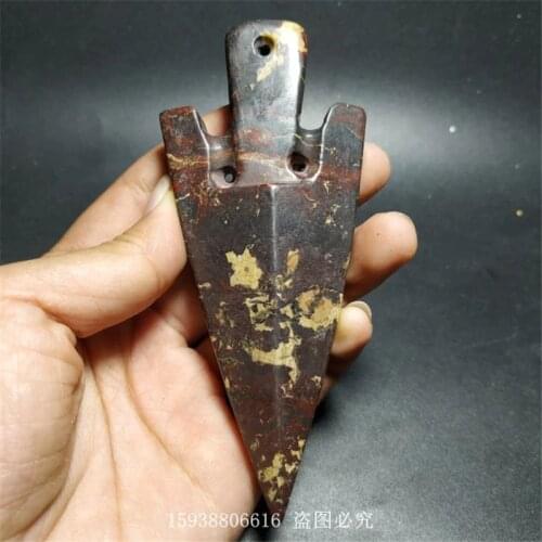 Hongshan Culture Jade Collection High Density Red Iron Meteorite Arrowhead Jade Pestle