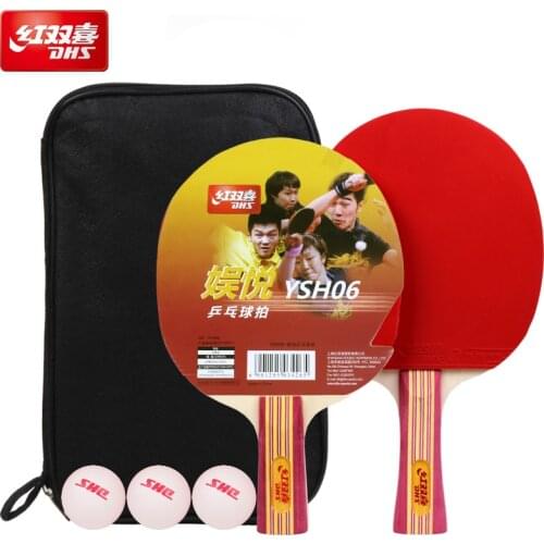 2017 new ping pong paddle Table tennis ball 2 double happiness table tennis ball finished products double racket ppq pill pen