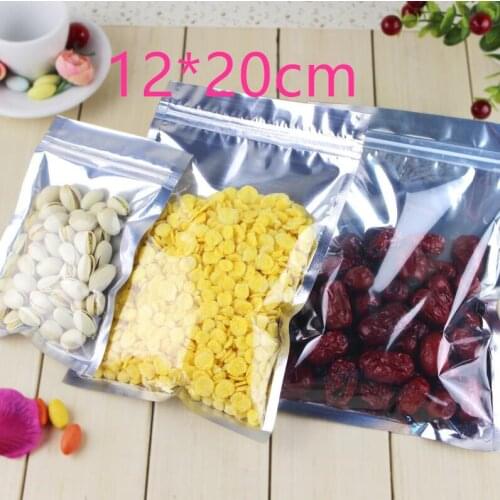 Wholesale 12*20cm Aluminum Foil Clear Reclosable Valve Zipper Plastic Storage Packaging Bag, Zip Lock Ziplock Bag Retail Package