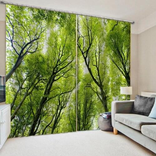 Luxury Blackout 3D Window Curtains For Living Room Bedroom big green forest curtains