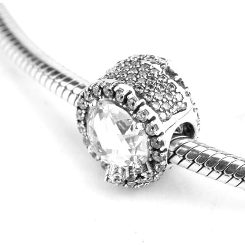 925 Sterling Silver Sparking CZ Bead Snowflake Classic style fit Original Pandora Bracelet Bangle Necklace Charms Jewelry