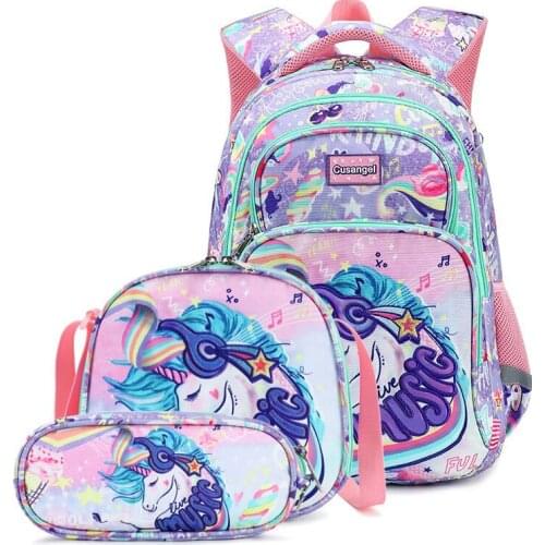 3pcs/set 1-3-6 Grade Students Schoolbag 6-12 Years Old Boys Girls Childrens Backpack Dinosaur Unicorn Pattern Lunch Pencil Bags