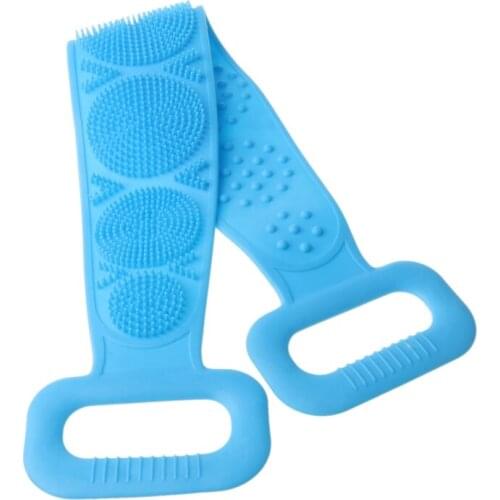 Unisex Silicone Back Scrubber Towel Bath Body Skin Brush Belt Double Sided Exfoliating Massage Shower Cleaning Strap C1FF