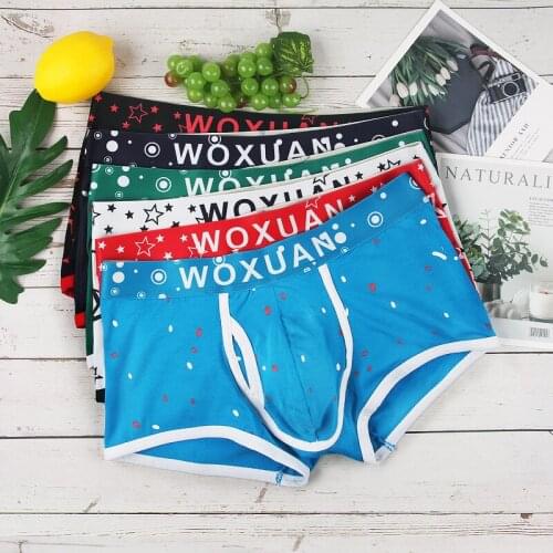 5PCS/Lots Sexy Boxer Shorts Slips Hombre Heren Boxershorts Bugle Pouch Boxer Homme Coton Printed Homewear Trunks Gay Panties 2XL