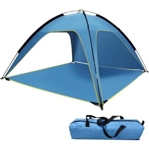 Outdoor Beach Tent Silver-coated 3-sided Ventilated Awning Rainproof Quick Opening Tent Sun Shade Anti-UV Camping Equipment