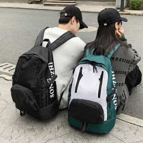 Street Large-capacity Backpack Women Men Panelled 15.6inch School Laptop Backpacks Female College Student School Bags for Teens