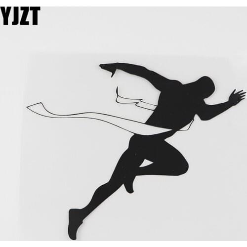 YJZT 14.2CMX11.3CM Running Motivation Runner Run Vinyl Car Sticker Black/Silver 8A-0826