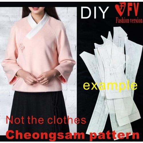 Womens Short Style Hanfu Improved Fashion Ethnic Pattern Garment Structure Design Sewing Drawing BQP-22