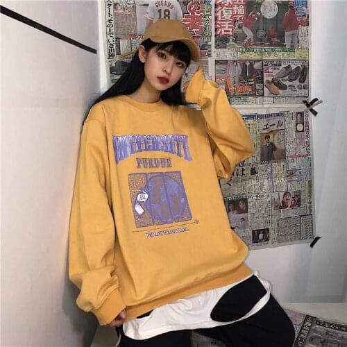 2021 Spring Autumn O-Neck Pullover Women Korean Loose Clothes oversized Sweatshirt Vintage Oversized Harajuku Korean hoodie