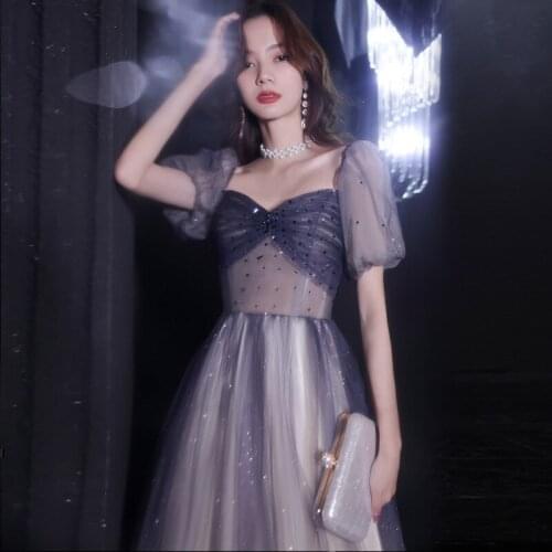 Women Square Neck Ball Gowns Prom Dresses Long A-line Tulle Evening Dress Backless Prom Party Dresses robe de soiree