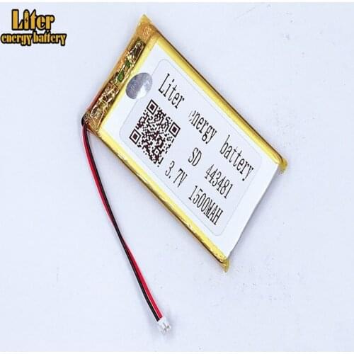 1.5MM 2pin connector 443481 3.7V 1500mah lithium polymer battery e-books GPS PDA Car recorder Recreational machines