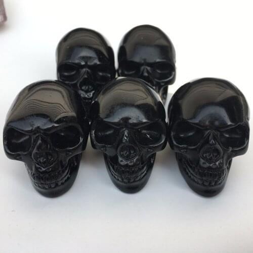 1pcs Natural obsidian Quartz Crystal Skull Carving Reiki Healing