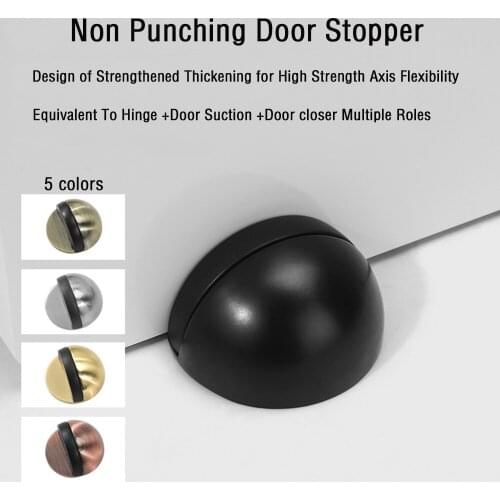 1pc Zinc Alloy Rubber Door Stopper Non Punching Sticker Hidden Door Holder Catch Floor Mounted Nail-free Door Stop Door Hardware