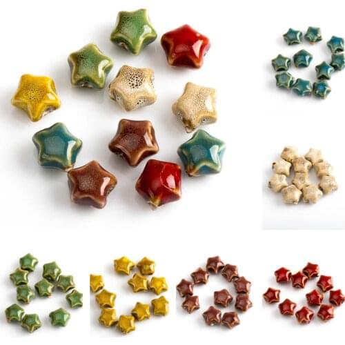 17# 10pcs Star Shape Ceramic Beads Colorful Porcelain Bead For Jewelry Making Part For Bracelet Necklace #XN045