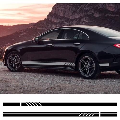 2pcs Car Sticker Car Side Stripe Decal Vinyl Sticker Racing Sport Auto Tuning Car Styling Decals Vehicle Automobiles Accessories