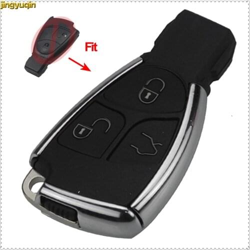3pcs 3 BTN Modified Smart Remote Auto Car Key Case Shell Chrome FOB With Battery Holder for Mercedes Benz C E ML SL SLK CLK AMG