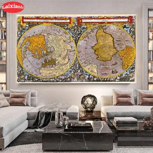 5D round Diamond Embroidery Hot selling home art, world map Diamond Painting Full Square Mosaic Cross Stitch Handmade Gift