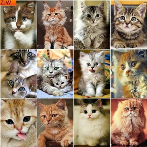 Diamond Embroidery Cat 5D DIY Diamond Painting Animals Cross Stitch Kit Rhinestones Mosaic Full Layout Home Decoration