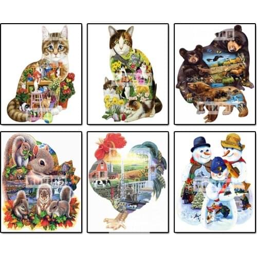 Ruxing Diamond Embroidery Scenic Diamond Painting Cross Stitch Animal Cat Rhinestones DIY Diamond Mosaic Home Decoration