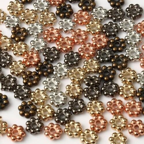 200pcs Rose Gold Silver Color CCB Flower Beads Loose Spacer Beads For Jewelry Making Diy Bracelet Handmade Accessories
