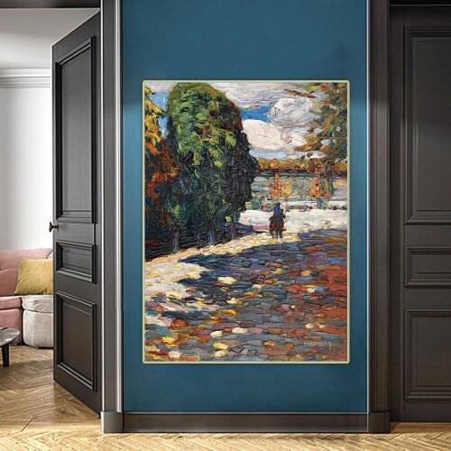 Citon Wassily Kandinsky《Park of St. Cloud with Horseman》Canvas Art Oil Painting Picture Wall Background Decorations Home Decor