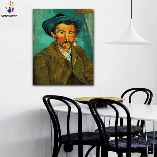 DIY colorings pictures by numbers with colors Van Gogh pipe self-portrait picture drawing painting by numbers framed Home