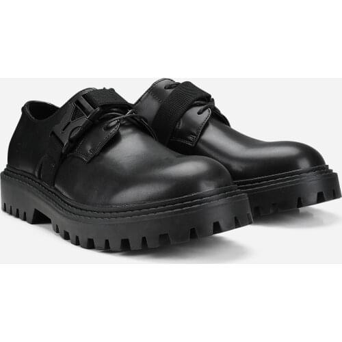 Brand New Designer Men Flatform Shoes Special Buckle Belt Big Toe Thick Heel Heighten Shoes Boy