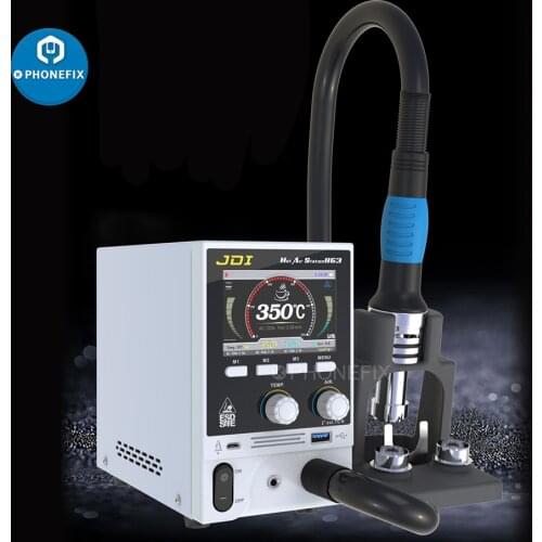 JDI 863 Hot Air Gun BGA Rework Station 1600W Lead-free Air Gun Stand Exquisite Handle with LCD Display for PCB Soldering Repair