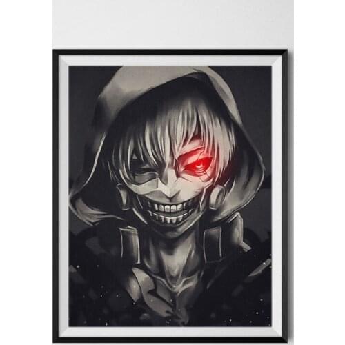 Ken Kaneki White One Eye King Demon Tokyo Ghoul Original Anime Canvas Artwork Wall Art Prints,8 x 10 Inches,Ready To Hang