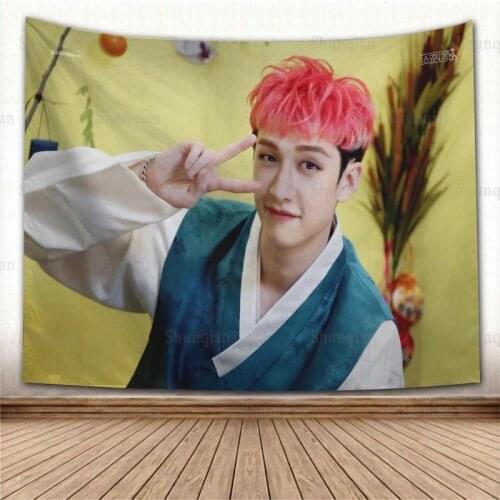 Nice KPOP Bang Chan Tapestry Eco-Friendly HD Print Background Cloth Bedroom Wall Hanging Tapestries Decor Washable Not Fade