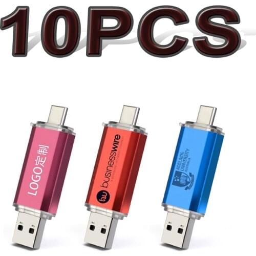 Hot Selling USB2.0 USB Flash Drive 10PCS 128GB 64GB 32GB 16GB 8GB Pen Drive Smartphone Pendrive TYPE-C USB Flash Drive