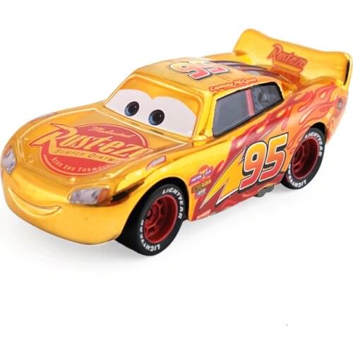 Disney Pixar Car 2 3 Electroplated Golden Lightning McQueen Ramirez 1:55 Diecast Car Metal Alloy Boy Child Toy Gift