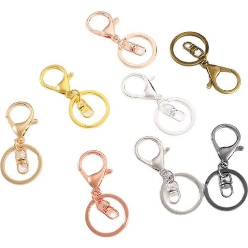 5Pcs/lot Metal 30mm Round Key Ring 65MM Length Lobster Clasp Key Hook Chain Connector for DIY Keychain Jewelry Making Findings