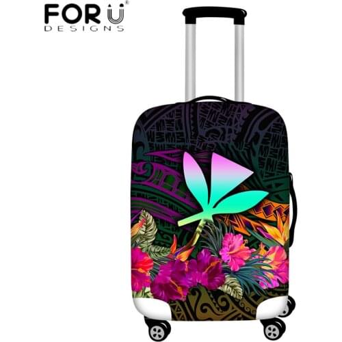 FORUDESIGNS Fashion Luggage Cover Suitcase Protective Cover Hawaii Polynesian Tribal Hibiscus Floral 3D Print Travel Accessories