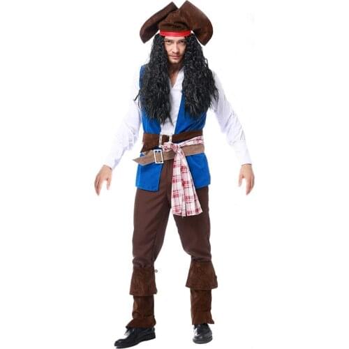 Man Pirate Jack Cosplay Costumes Pirates Of The Caribbean Halloween Disfraces Game Male Clothing Fashion Plus Size