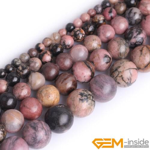 Natural Stone Black Rhodonite Round Beads For Jewelry Making Strand 15 inch DIY Jewelry Bead For Bracelet Women Gifts 6 8 10 mm