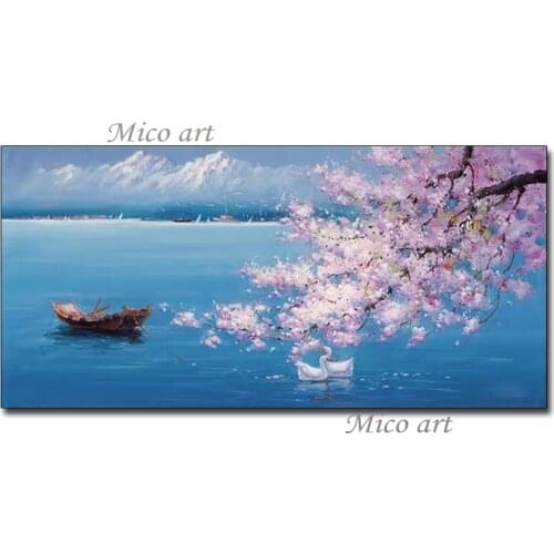 New Arrival Abstract Lake Landscape Oil Painting Unframed Paintings Picture Artwork Canvas Wall Art Decoration For Living Room