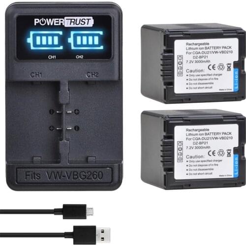 New CGA-DU21 3000mAh CGA DU21 CGADU21 CGADU14 Battery and Charger For Panasonic NV-GS330 GS400 GS408 GS500 GS508 MX500 VWVBD210