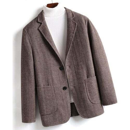 Autumn Winter Wool Coat Men Short Blazer Woolen Coat Thicken Slimming Business Suit Double-Sided Woolen Casual Coat KZ881901