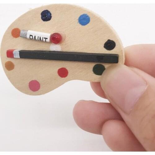Dollhouse Mini Portrait Drawing Frame Drawing Board Mini Painting Box Pigment Sticks Simulation Doll House Accessories