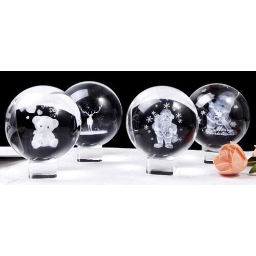 Santa Claus Crystal Ball Christmas Decoration Miniature Figurines Gift for Christmas Happy New Year Decor 2019 Xmas Gift 1102